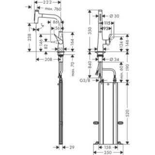 Смеситель для кухни Hansgrohe Metris Select 73817000 нержавеющая сталь